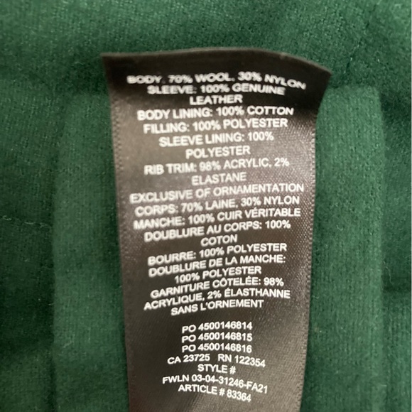 Tna Aritizia Green Varsity Bomber Jacket Genuine Leather Sleeves, Size M - Picture 8 of 8